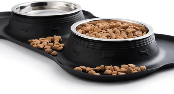 Hubulk Pet Dog Bowls 2 Stainless Steel Dog Bowl with No Spill Non-Skid Silicone Mat + Pet Food Scoop Water and Food Feeder Bowls for Feeding Small Medium Large Dogs Cats Puppies (M, Black) - Image 5