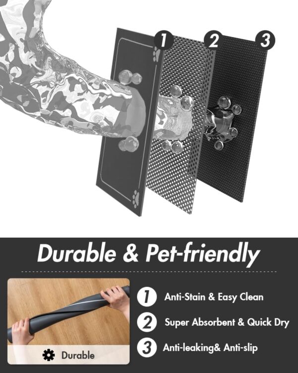 Pet Feeding Mat-Absorbent Quick Dry Dog Mat for Food and Water Bowl-No Stains Easy Clean Dog Water Dispenser Mat-Dog Accessories-Cat Dog Feeding&Watering Supplies-Dog Water Bowl Mat for Messy Drinkers - Image 6