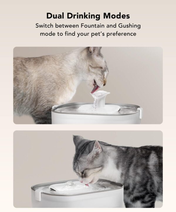 PETLIBRO Cat Water Fountain Stainless Steel with Wireless Pump, 2.5L/84oz Dockstream Automatic Pet Water Fountain for Cats Inside, Easy to Clean, BPA-Free Dog Water Dispenser with Two Flow Modes - Image 6