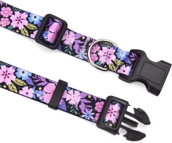 Dog Collar with Bohemia Floral Tribal Geometric Patterns - Soft Ethnic Style Collar Adjustable for Small Medium Large Dogs(Floral Pink,M) - Image 4