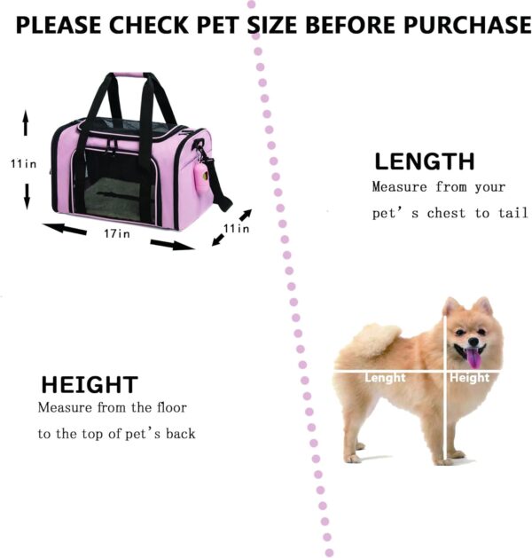 Cat Carrier Dog Carrier Pet Carrier Cat Bags for Small Medium Cats Dogs Puppies of 15 Lbs,of Airline Approved Small Dog Bag Soft Sided,Collapsible Travel Puppy Carrier (Medium, Pink) - Image 2