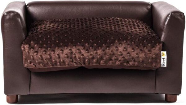 Keet Fluffy Deluxe Pet Bed Sofa Chocolate Small - Image 2