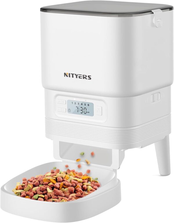 Automatic Cat Feeder - Auto Dog Feeder Easy to Use with Large Storage, Schedual Timed Pet Feeder Double Power Supply, Cat Food Dispenser for Dry Food,1-6 Meals Control, Easy Programmable