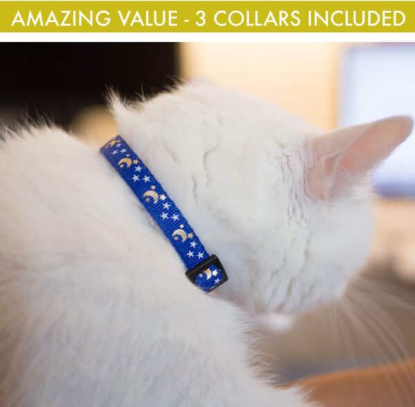 Upgraded Version - Cat Collar Stars and Moon, 4-Pack, Reflective with Bell, Solid & Safe , Nylon, Pet Collar, Breakaway Cat Collar, Free Replacement - Image 5