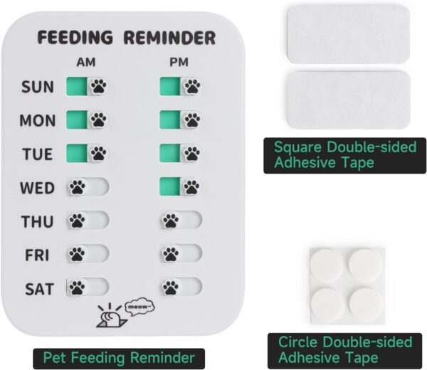 Pet Feeding Reminder for Dogs Cats, Magnetic Reminder Sticker Sign, AM/PM Daily Indication, Dog Accessories Helps You to Track Pet Feeding & Medication (White) - Image 7