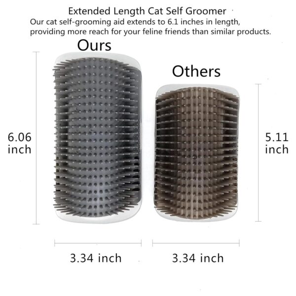 Extended (6.1") 2 Pack cat self groomer for Indoor cats cat face scratchers wall corner self grooming cat brush Cat Corner Scratcher Massage Combs for Long Short Fur Kitten (grey) - Image 3