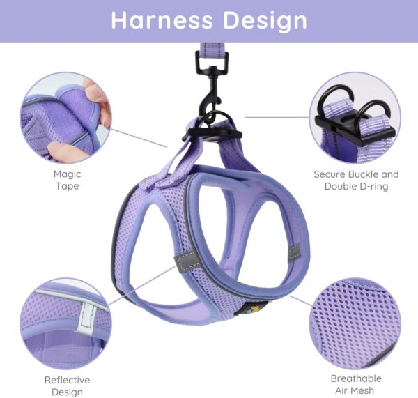 BELLA & PAL Puppy Harness with Leash Set, Dog Harness for Small Dogs No Pull, Dog Leash for Small Dogs, Step in Harness for Extra Small Dogs, Purple Lavender Harness, XS - Image 3