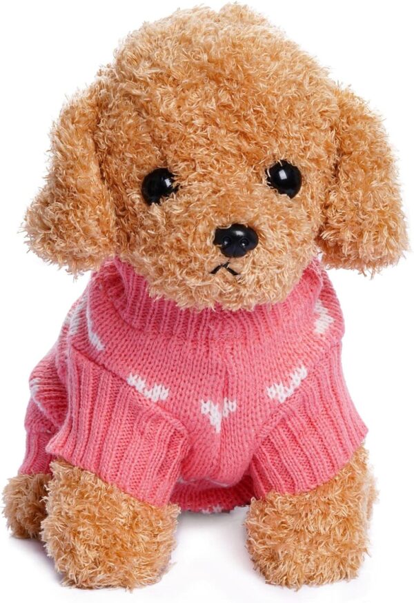 Dog Knitted Sweater Heart Puppy Sweater Warm Soft Pet Holiday Clothes for Small Cats and Dogs (Pink, S) - Image 6