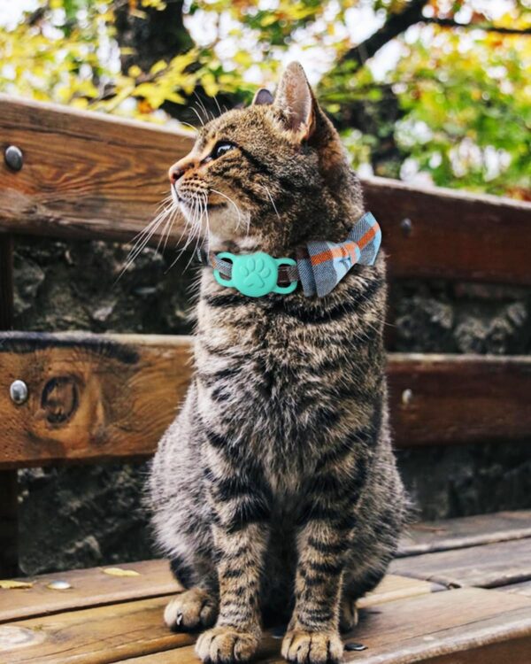 Joytale Upgraded Cat Collar with Bells, Breakaway Cat Collars with Bow Tie, 1 Pack Girl Boy Safety Plaid Kitten Collars, Haze Blue - Image 6