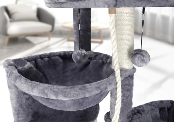 Xin Three Layer Cat Tree with Cat Condo and Two Hammocks,Grey - Image 6