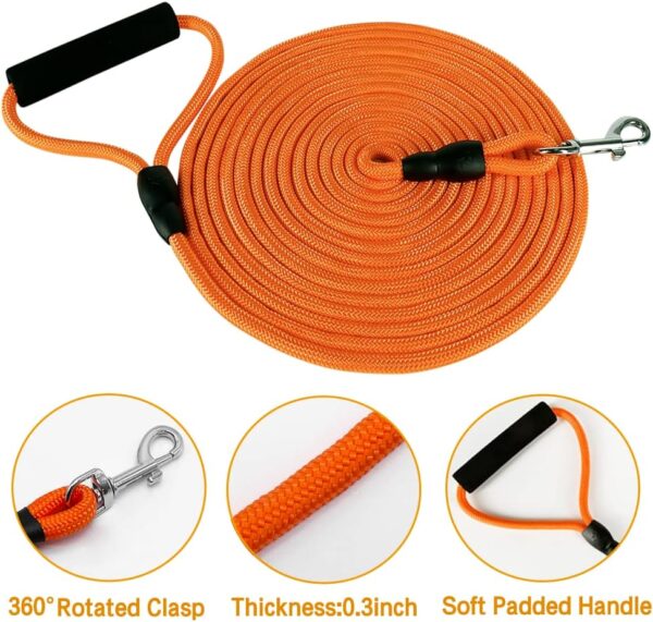 Vivifying Long Dog Leash, 32ft Floating Dog Training Leash, Check Cord Rope Leash with Comfortable Handle for Outside, Hiking, Swimming, Beach and Lake (Orange) - Image 4