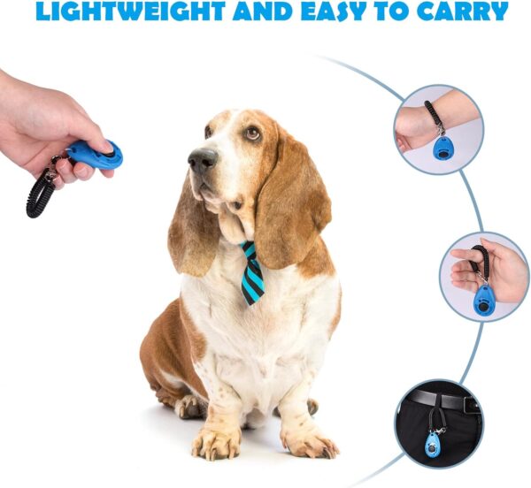 Dog Training Clicker with Wrist Strap - OYEFLY Durable Lightweight Easy to Use, Pet Training Clicker for Cats Puppy Birds Horses. Perfect for Behavioral Training 2-Pack (Blue and White) - Image 6