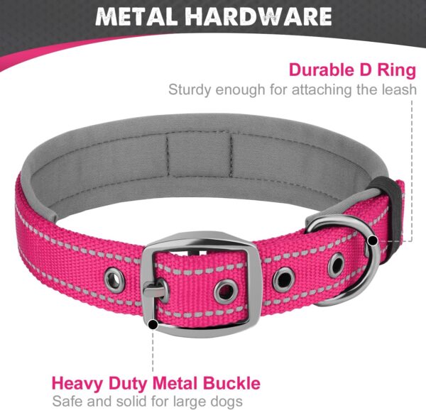 Joytale Neoprene Padded Dog Collars for Medium Dogs, 11 Colors, Reflective Wide Pet Collars with Durable Metal Belt Buckle, Adjustable Heavy Duty Nylon Dog Collar, Hotpink - Image 5