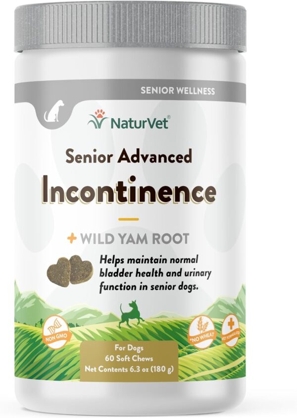 NaturVet Senior Advanced Incontinence Dog Supplement – Helps Support Dog’s Bladder Control, Normal Urination – Includes Synergistic Blend of Botanicals – 60 Ct. Soft Chews