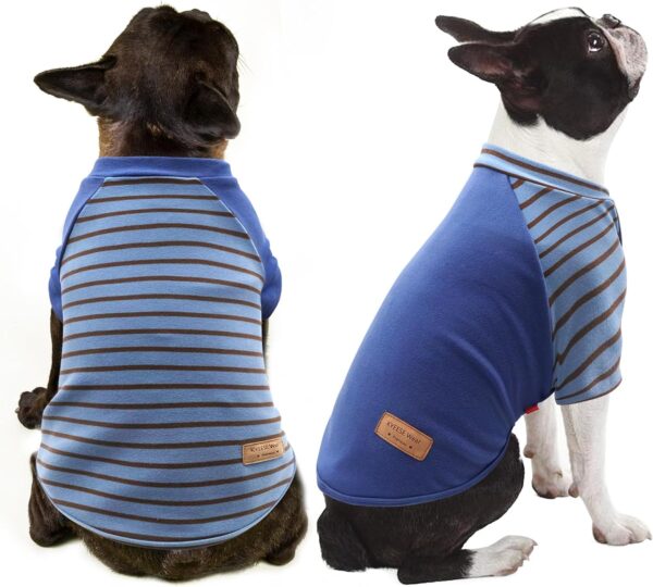 KYEESE Dog Shirt (2 Pack) - Super Soft Velvet, Stretchy, Lightweight, Breathable, for Small Dogs, Blue, M (17'' Chest, Turtle Neck, Pull On)