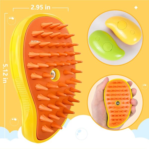 Cat Mist Brush, 3 in 1 Cat Comb for Massage, Self Cleaning Cat Brush with Water, Rechargeable Silicone Dog Steam Brush, Cat Bath Brush Eliminates Flying and Tangled Hair Cat Grooming Comb(Yellow) - Image 6