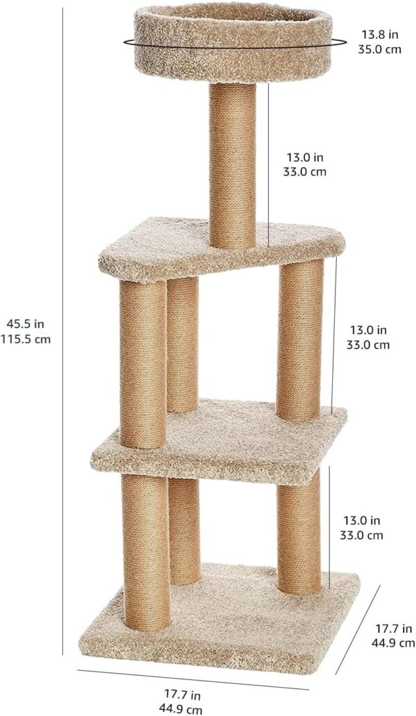 Amazon Basics - Cat Tree Indoor Climbing Activity Tower with Scratching Posts, multi-level, Large, 17.7" x 45.9", Beige - Image 8