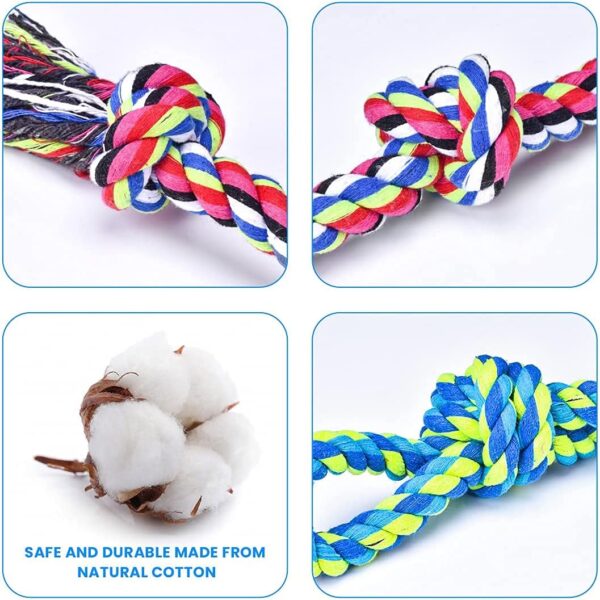 Dog Rope Toys for Large and Medium Aggressive Chewers, 2 Pack Heavy Duty Dog Rope Toy for Large Breed, Indestructible Dog Chew Toys, Tug of War Dog Toy, 100% Cotton Teeth Cleaning - Image 3