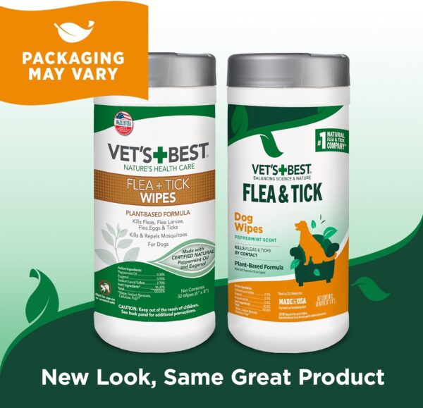 Vet's Best Flea and Tick Wipes for Dogs and Cats - Flea Treatment for Cats and Dogs - Plant-Based Formula - Certified Natural Oils - 50 Count - Image 3