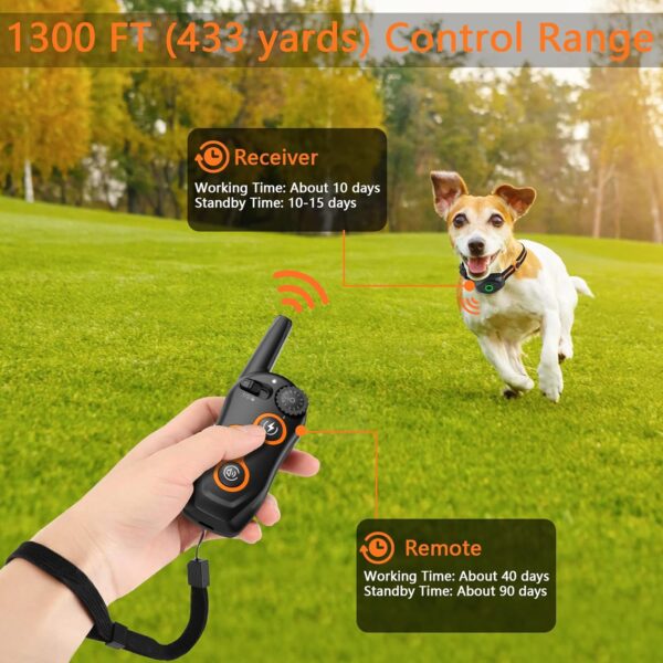 Dog Training Collar, IPX7 Waterproof Shock Collar with Remote Range 1300ft, 3 Training Modes, Beep, Shock, Vibration, Rechargeable Electric Shock Collar for Small Medium Large Dogs - Image 6