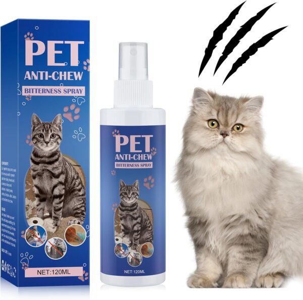 Cat Deterrent Spray. Cat Repellent Indoor for Cat and Kitten. Effective Cat Repellent Spray Training Aid for Furniture, Curtain, Sofa, Floor, Plant and More. Safe for Indoor & Outdoor Use. 120ML