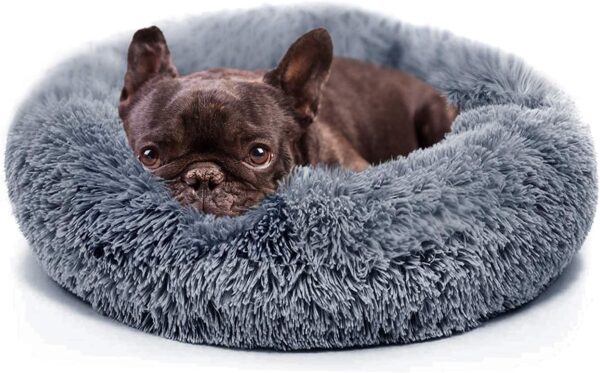 Small Calming Dogs Bed for Small Dogs Anti-Anxiety Machine Washable Fluffy Luxury Anti-Slip Waterproof Mute Base Warming Cozy Soft Pet Puppy Round Bed