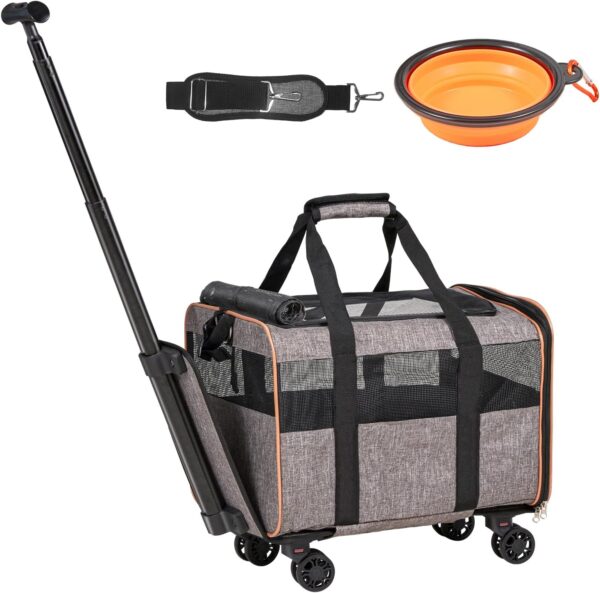 VEVOR Airline Approved Dog Carrier With Wheels for Under 22lbs, Rolling Pet Carrier Cat Carriers on Wheels, TSA Approved Foldable Pet Travel Carrier With Telescope Handle and Upgraded Wheels