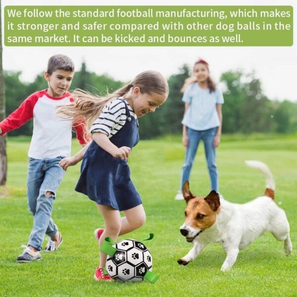 Dog Toys Soccer Ball with Straps, Interactive Dog Toys for Tug of War, Puppy Birthday Gifts, Dog Tug Toy, Dog Water Toy, Durable Dog Balls World Cup for Small & Medium Dogs（6 Inch） - Image 2