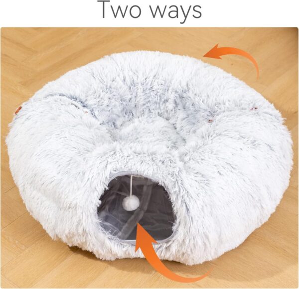 Plush Cat Tunnel with Cat Bed for Indoor Cats,Multifunctional Cat Toys for Small Medium Large Cat. - Image 5