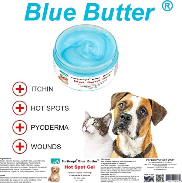 Forticept Blue Butter – Hot Spot Treatment for Dogs & Cats | Dog Wound Care | Skin Yeast Infections, Ringworm, Cuts, Rashes, First Aid Veterinary Strength Topical Ointment 4oz - Image 5