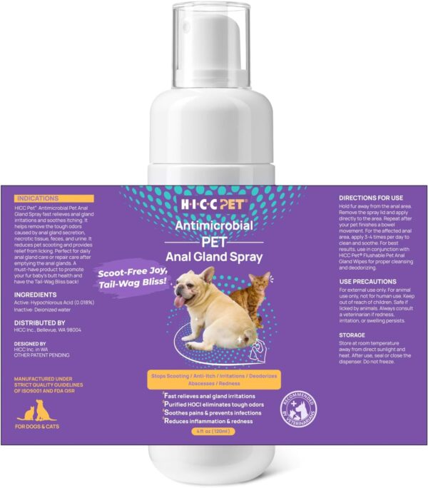 HICC PET Dog Anal Gland Spray - Fast Relieves Anal Gland Irritations and Soothes Itching, Stops Scooting, Eliminates Tough Odors, Pain Relieving & Anti-Itch, Safe for All Animals - 4 Fl Oz - Image 2