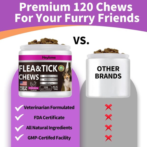 Flea and Tick Prevention for Dogs Chewables, Natural Dog Flea and Tick Control Supplement, Flea Treatment for Dogs, Oral Flea and Tick Chews Treats for All Breeds and Ages (Chicken, 120 Chews) - Image 4