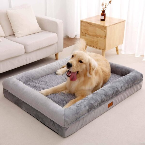 XL Dog Bed, Orthopedic Washable Dog Bed with Removable Cover, Grey Waterproof Extra Large Dog Bed, Dog Beds for Large Sized Dog - Image 8