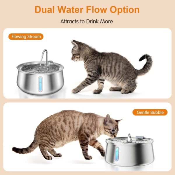 Cat Water Fountain,4L Automatic Stainless Steel Pet Fountain with LED Light Water Level Window,Dog Water Dispenser for Multiple Pets Drinking - Image 4