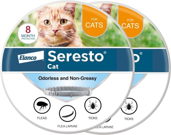 Seresto Cat Vet-Recommended Flea & Tick Treatment & Prevention Collar for Cats, 8 Months Protection | (Pack of 2)