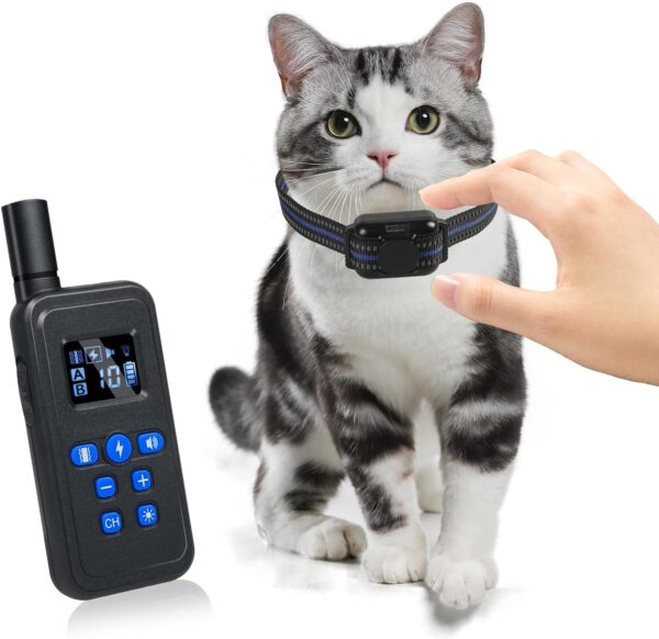 Lightest Cat Training Collar, Cat Safe Shock Collar with Shock, Vibration, Beep 3 Modes to Stop Meowing, Rechargeable, Effective for Bad Behavior(5-15lb Cat and Mini Dog)