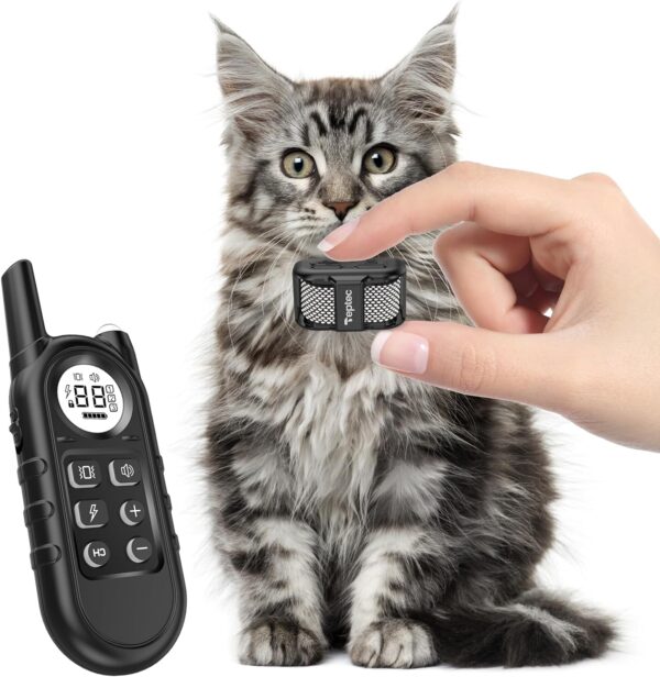 Smallest & Lightest Cat Training Collar, Cat Safe Shock Collar with Shock, Vibration, Sound 3 Modes to Stop Meowing, Rechargeable, Effective for Bad Behavior(Black)..