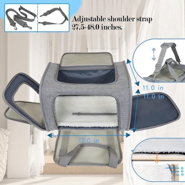 Dog Cat Carrier Pet Carriers for Small Medium Large Cats Dogs Carrier Soft Sided Small Puppy Dog Carrier Portable Foldable Airline Approved Dog Cat Travel Carrier Grey Medium - Image 2