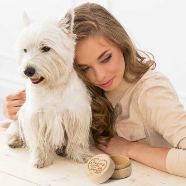 Pet Hair Keepsake Box, Wooden Pet Fur Memorial Box with Pet Paw Engraving Dog Cat Hair Ashes Container Memorial Urn Pet Loss Sympathy Gifts for Pet Lovers Friends - Image 4