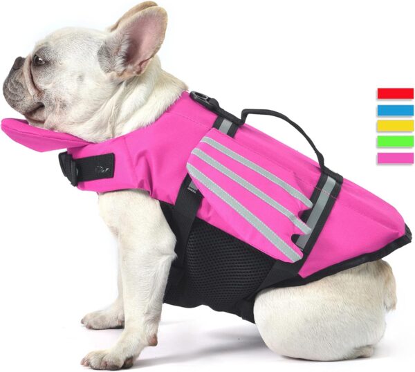 Dog Life Jacket, Wings Pet Life Vest for Small Medium Large Dogs, Reflective Adjustable Dog Flotation Swim Vest with Chin Float for Boating Surfing Swimming (Pink, XS)