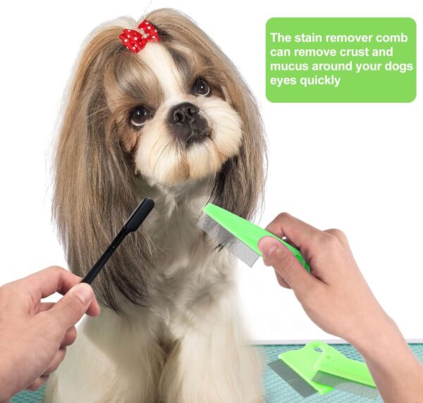 5 Pieces Dog Eye Combs Tear Stain Remover Combs Pet Grooming Comb for Small Dogs Gently Removing Eye Mucus and Crust (Green, Black) - Image 6