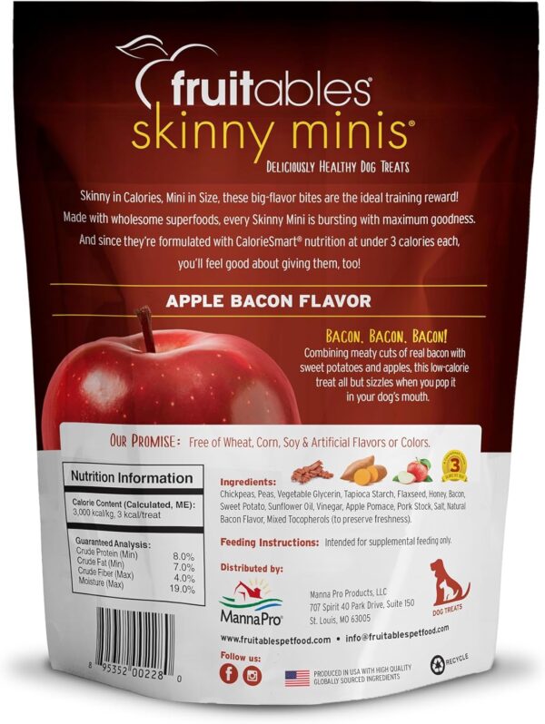 Fruitables Skinny Mini Dog Treats – Healthy Treats for Dogs – Low Calorie Training Treats – Free of Wheat, Corn and Soy – Apple Bacon – 5 Ounces - Image 2