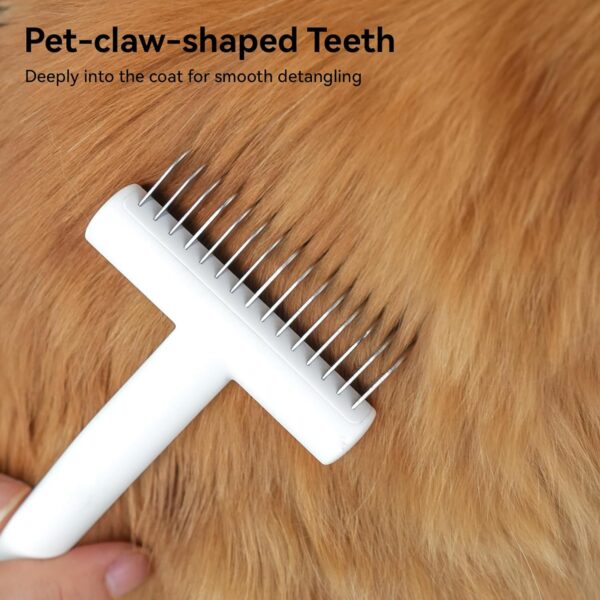 aumuca Cat Brush for Long Haired Cats, Dog Brush for Shedding Grooming Small Medium Dogs, Deshedding Dog Brush Dematting Comb for dogs Remove Loose and Matted Fur, Pet Grooming Undercoat Rake, White - Image 7