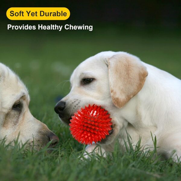 VITEVER 3.5” Squeaky Dog Toy Balls (6 Colors) Puppy Chew Toys for Teething, BPA Free Non-Toxic, Spikey Medium, Large & Small Dogs, Durable Aggressive Chewers - Image 5