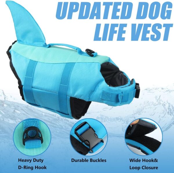 EMUST Dog Life Jacket, Ripstop Dog Lifesaver Vests with Rescue Handle for Small Medium and Large Dogs, Pet Safety Swimsuit Preserver for Swimming Pool Beach Boating (XS,Pool Blue) - Image 4