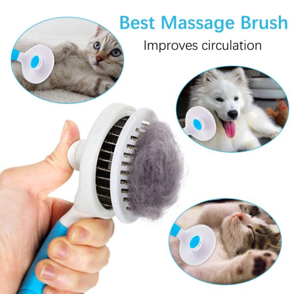 Cat Grooming Brush, Self Cleaning Slicker Brushes for Dogs Cats Pet Grooming Brush Tool Gently Removes Loose Undercoat, Mats Tangled Hair Slicker Brush for Pet Massage- Upgraded (BLUE) - Image 5