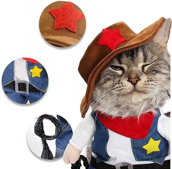 NACOCO Cowboy Dog Costume with Hat Dog Clothes Halloween Costumes for Cat and Small Dog (Medium) Blue - Image 2