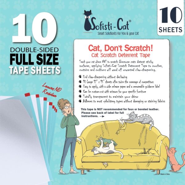 Sofisti - Cat Scratch Deterrent Tape for Furniture – 10 Double Sided Anti Scratching Sticky Tape - Cat Scratch Furniture Protector – Cat Training Tape Teaches Your Kitty Not to Scratch Your Couch