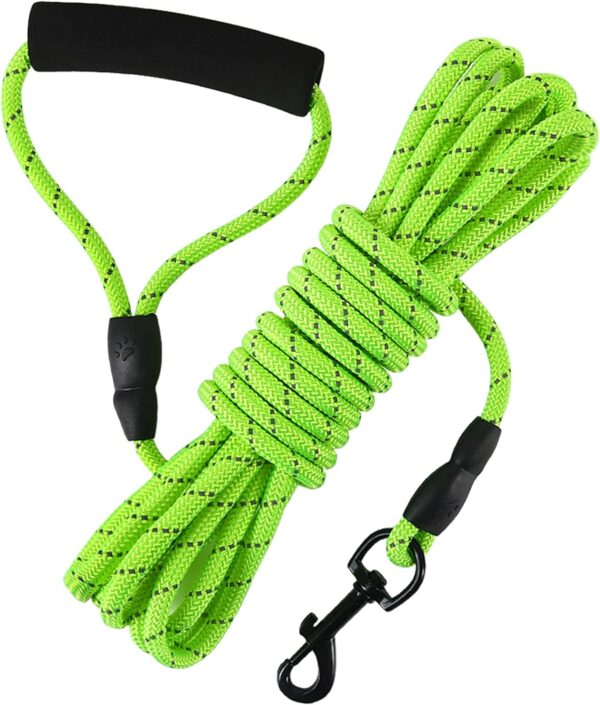 Vivifying Floating Long Dog Leash, 20ft Dog Training Leash for Swimming and Lake, Reflective Long Rope Lead with Soft Handle for Outside, Yard, Camping, Hiking and Beach (Green)