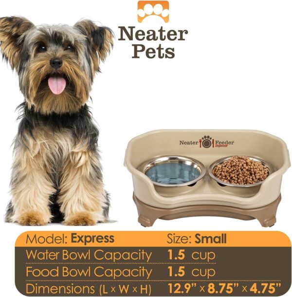 Neater Feeder - Express Model - Mess-Proof Dog Bowls (Small, Cappuccino) – Made in USA – Elevated, No Spill, Non-Tip, Non-Slip, Raised Stainless Steel Food & Water Pet Bowls - Image 5